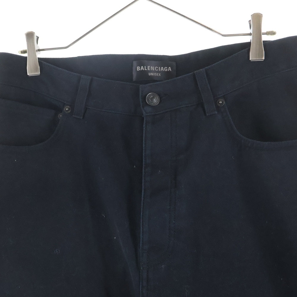 BALENCIAGA(バレンシアガ) 23SS Baggy Pants ウォッシュ加工 ボタンフライ コットン バギーデニムパンツ ブラック 745213 TNW11