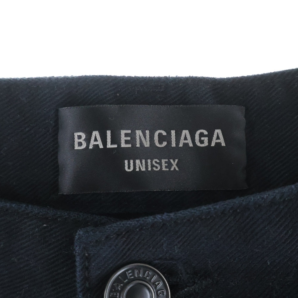 BALENCIAGA(バレンシアガ) 23SS Baggy Pants ウォッシュ加工 ボタンフライ コットン バギーデニムパンツ ブラック 745213 TNW11