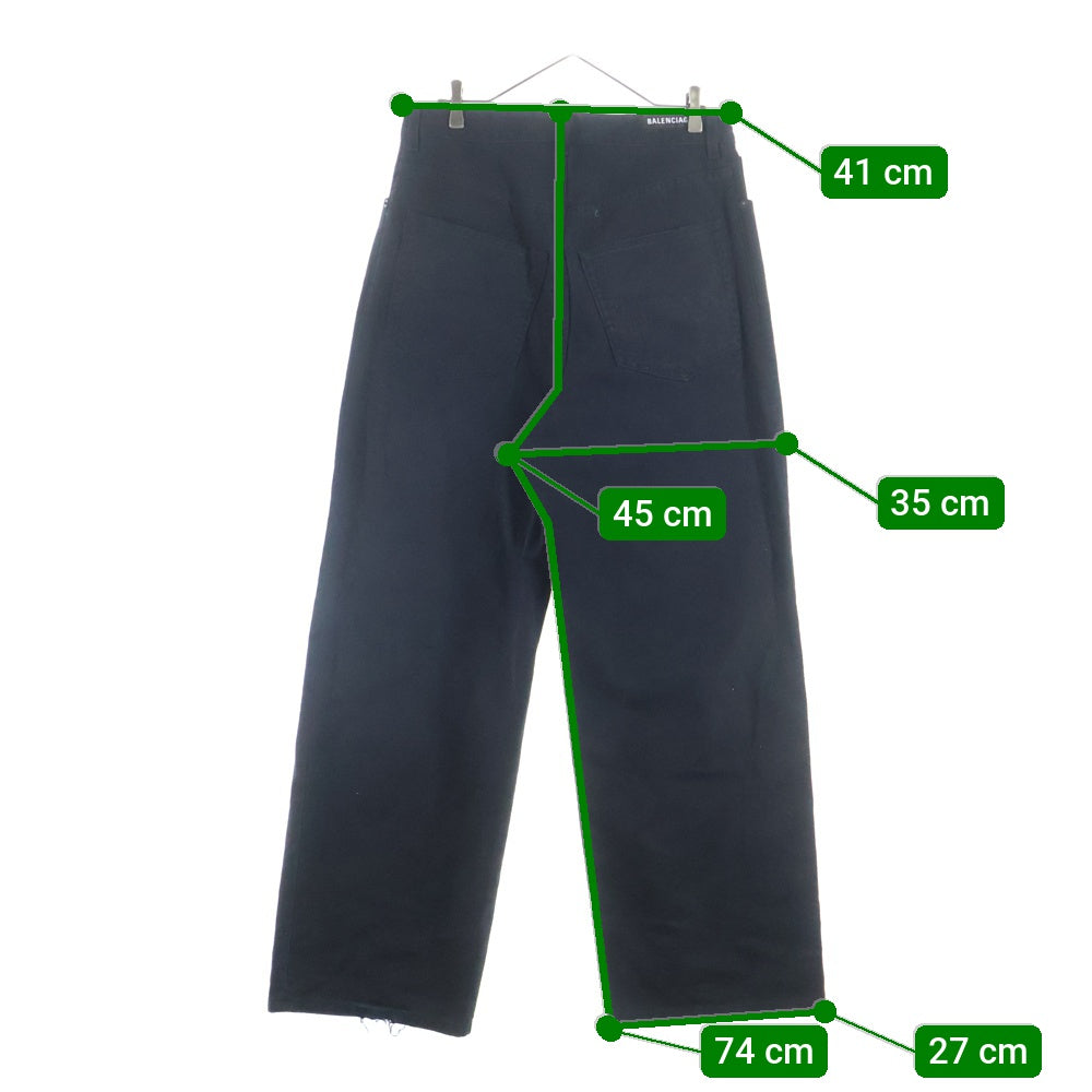 BALENCIAGA(バレンシアガ) 23SS Baggy Pants ウォッシュ加工 ボタンフライ コットン バギーデニムパンツ ブラック 745213 TNW11