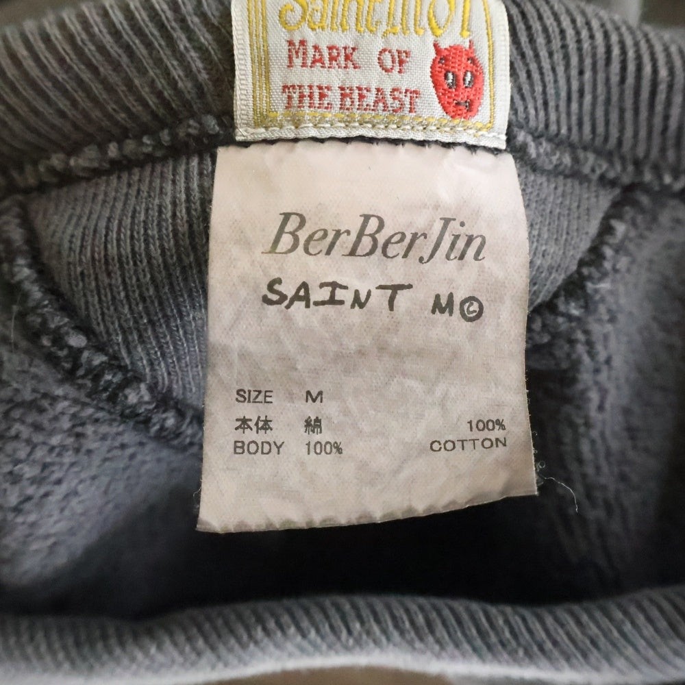 SAINT MICHAEL(セントマイケル) ×BerBerJin After Hoodie ベルベルジン ヴィンテージ加工アフターフーデッド プルオーバースウェットパーカー グレー SM-HR1-0000-C54