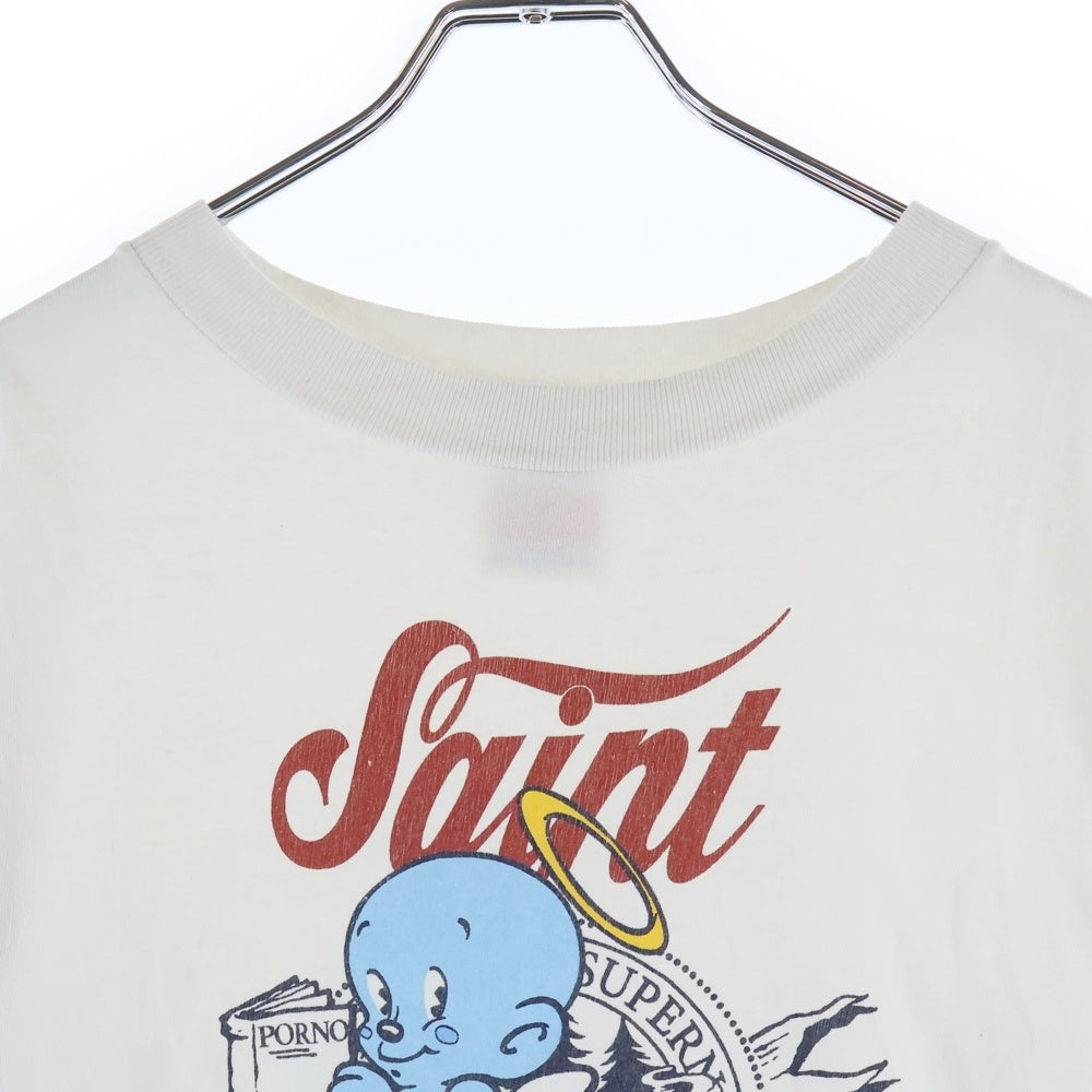 SAINT MICHAEL(セントマイケル) 24AW BABY MICHAEL フロントプリント半袖Tシャツ カットソー ホワイト SM-HR1-0000-022