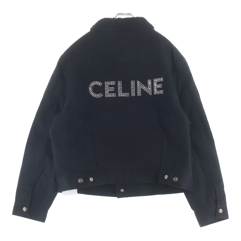 CELINE(セリーヌ) 22AW Back Logo Jacket ライトストーン バックロゴ ボア デニムジャケット トラッカージャケット ブラック 2Q523085T