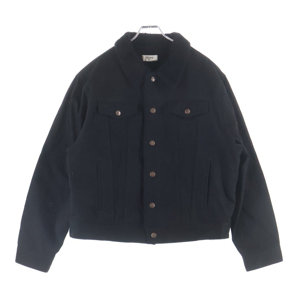CELINE(セリーヌ) 22AW Back Logo Jacket ライトストーン バックロゴ ボア デニムジャケット トラッカージャケット ブラック 2Q523085T