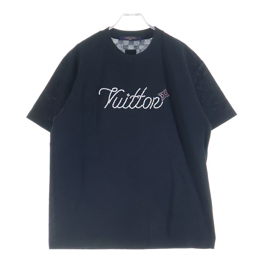 LOUIS VUITTON(ルイヴィトン) 25SS フロントロゴ ビーズデザイン クルーネック半袖Tシャツ カットソー ブラック RM252M JUV HTY93W