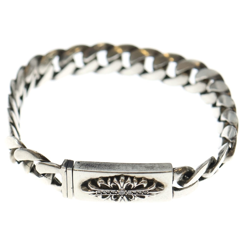 CHROME HEARTS(クロムハーツ) D BBY FLRL CRS PAVE ベイビーIDフローラルクロス パヴェダイヤ シルバーブレスレット