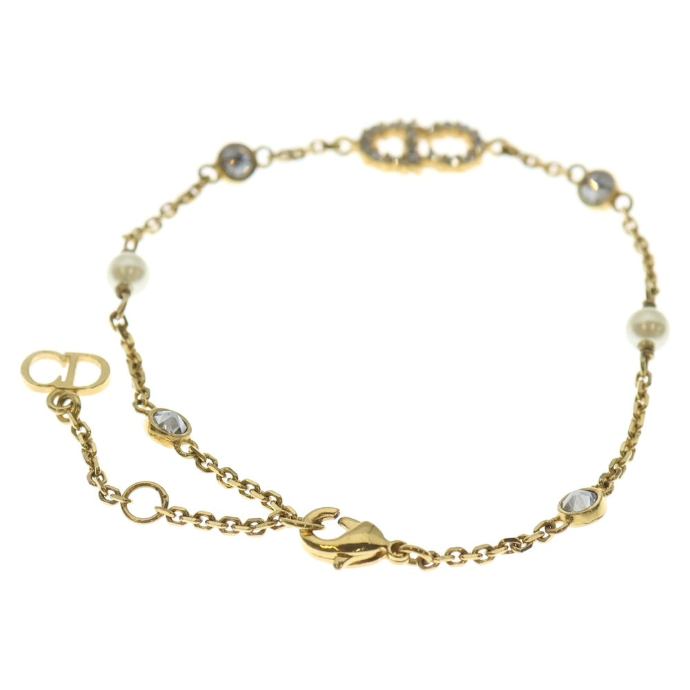Christian Dior(クリスチャンディオール) CLAIR D LUNE クレールディー リュヌ クリスタル パール チェーンブレスレット ゴールド レディース