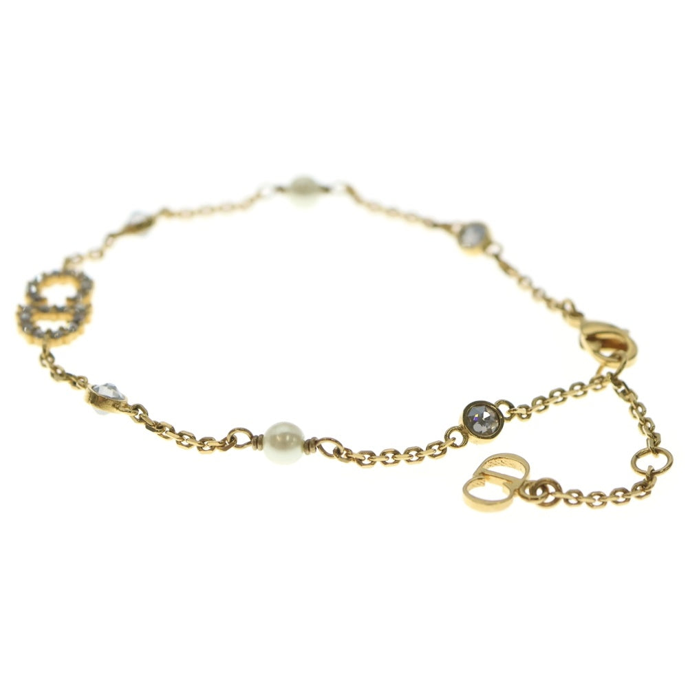 Christian Dior(クリスチャンディオール) CLAIR D LUNE クレールディー リュヌ クリスタル パール チェーンブレスレット ゴールド レディース