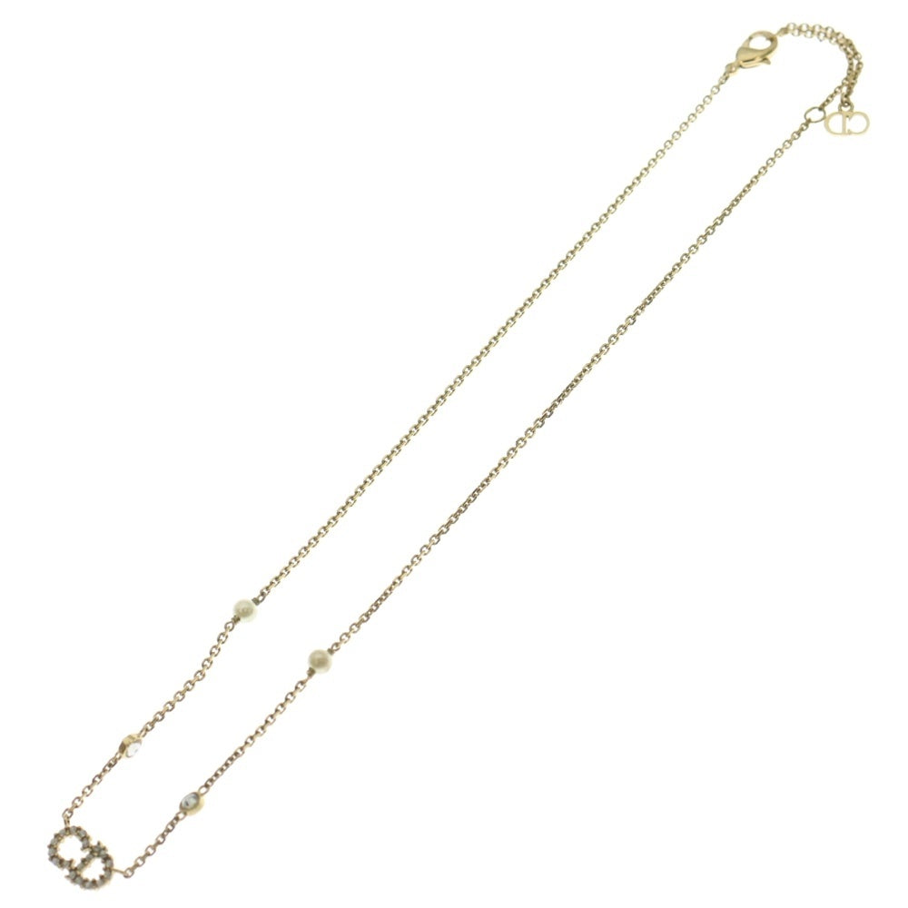 Christian Dior(クリスチャンディオール) CLAIR D LUNE クレールディー リュヌ クリスタル パール チェーンネックレス ゴールド レディース