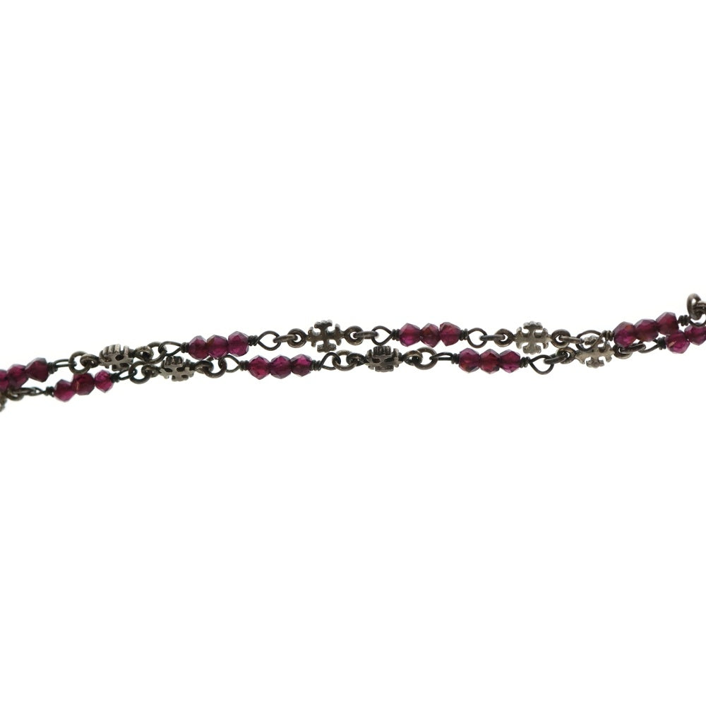 NO BRAND(ノーブランド) Necklace クロスモチーフ ガーネット ネックレスチェーン シルバー/レッド