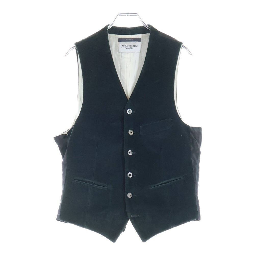 YVES SAINT LAURENT(イヴサンローラン) Velvet Vest 裏地付き ベロアベスト グリーン
