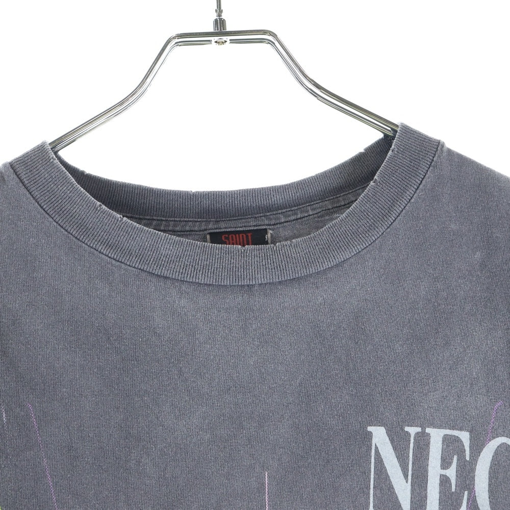 SAINT MICHAEL(セントマイケル) 24SS ×EVANGELION EV SS TEE NEON GNSIS エヴァンゲリオン ダメージ加工 半袖Tシャツ グレー SM-YS8-0000-C24
