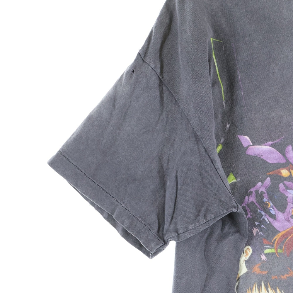SAINT MICHAEL(セントマイケル) 24SS ×EVANGELION EV SS TEE NEON GNSIS エヴァンゲリオン ダメージ加工 半袖Tシャツ グレー SM-YS8-0000-C24