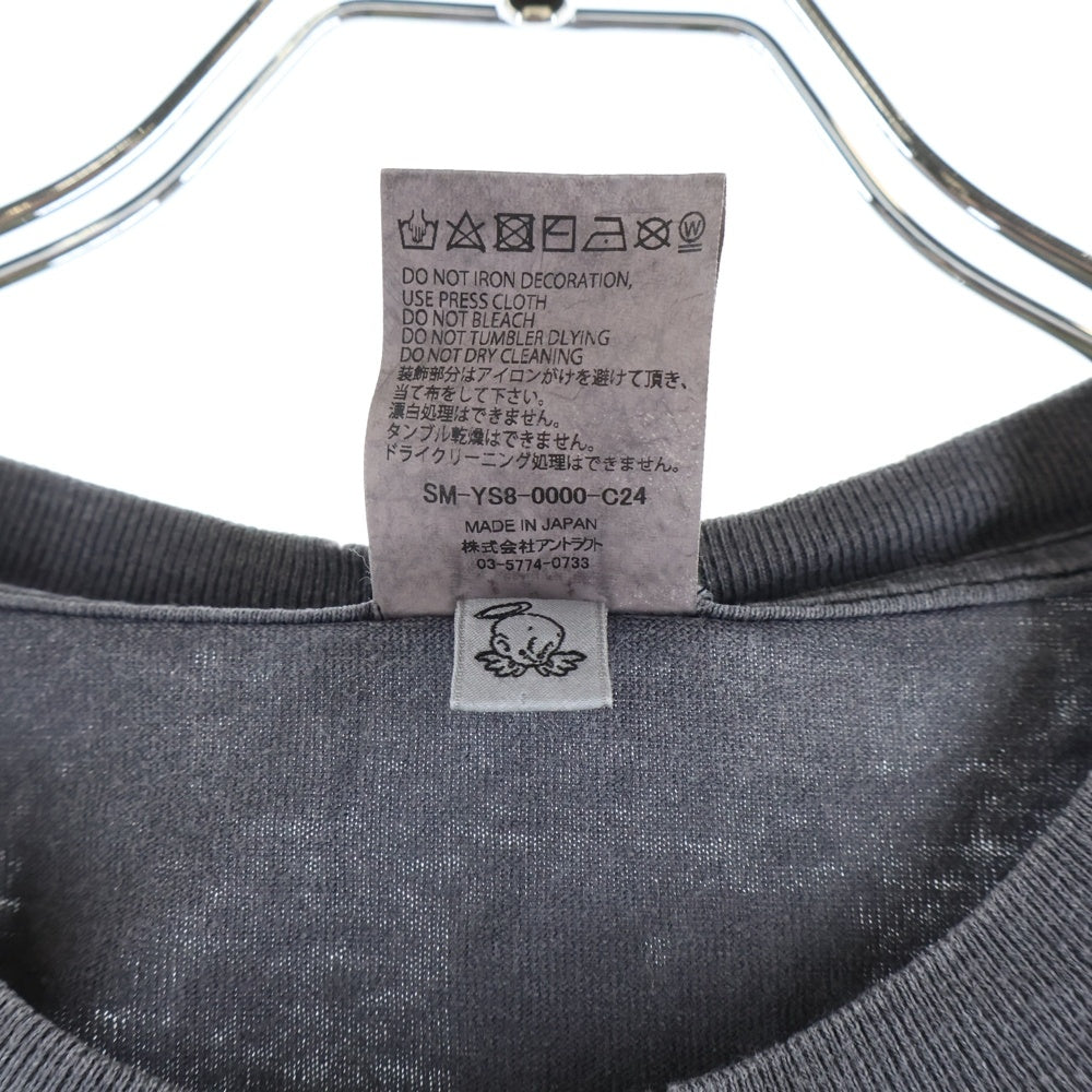 SAINT MICHAEL(セントマイケル) 24SS ×EVANGELION EV SS TEE NEON GNSIS エヴァンゲリオン ダメージ加工 半袖Tシャツ グレー SM-YS8-0000-C24