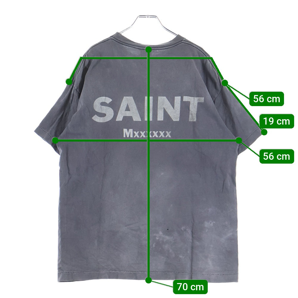 SAINT MICHAEL(セントマイケル) 24SS ×EVANGELION EV SS TEE NEON GNSIS エヴァンゲリオン ダメージ加工 半袖Tシャツ グレー SM-YS8-0000-C24