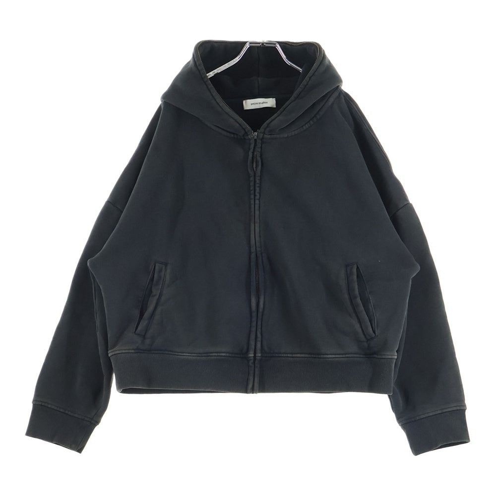 entire studios(エンタイア スタジオ) ETERNAL ZIP ウォッシュド加工 フルジップ ジップアップスウェットパーカー ブラック UNU-25-1003
