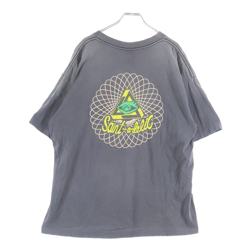 SAINT MICHAEL(セントマイケル) 25SS SS TEE SAINT MX6 キャラクタープリント ダメージ加工 半袖Tシャツ グレー SM-HR8-0000-014