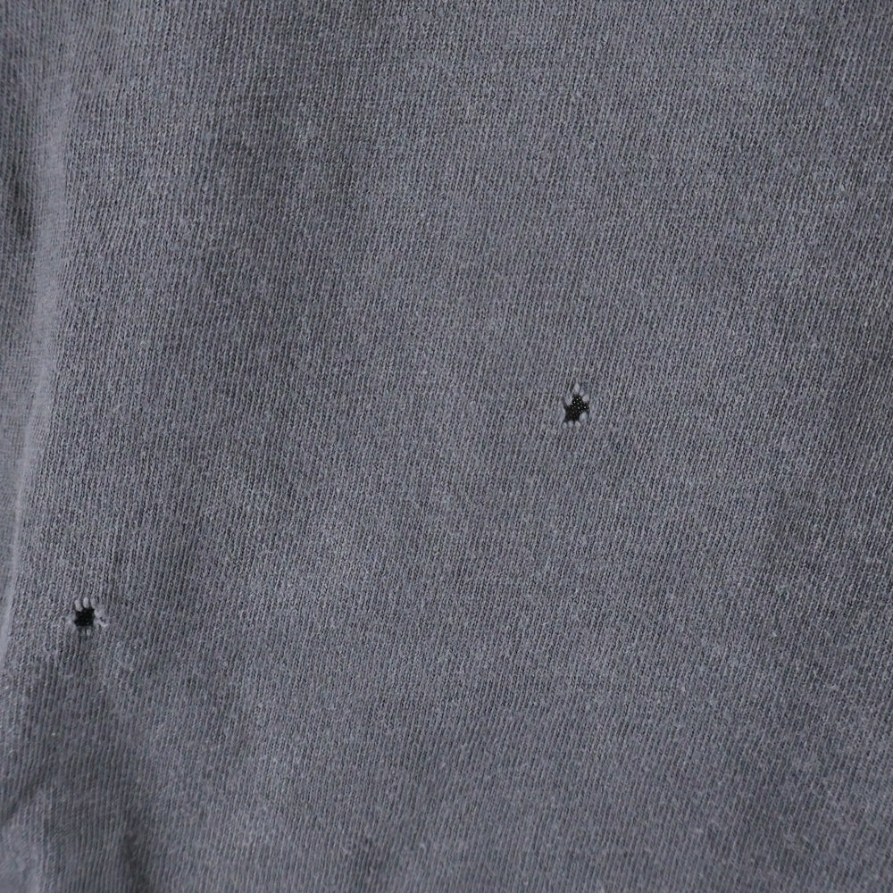 SAINT MICHAEL(セントマイケル) 25SS SS TEE SAINT MX6 キャラクタープリント ダメージ加工 半袖Tシャツ グレー SM-HR8-0000-014