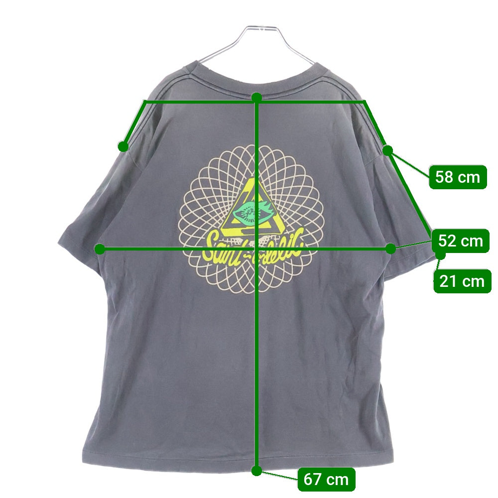 SAINT MICHAEL(セントマイケル) 25SS SS TEE SAINT MX6 キャラクタープリント ダメージ加工 半袖Tシャツ グレー SM-HR8-0000-014