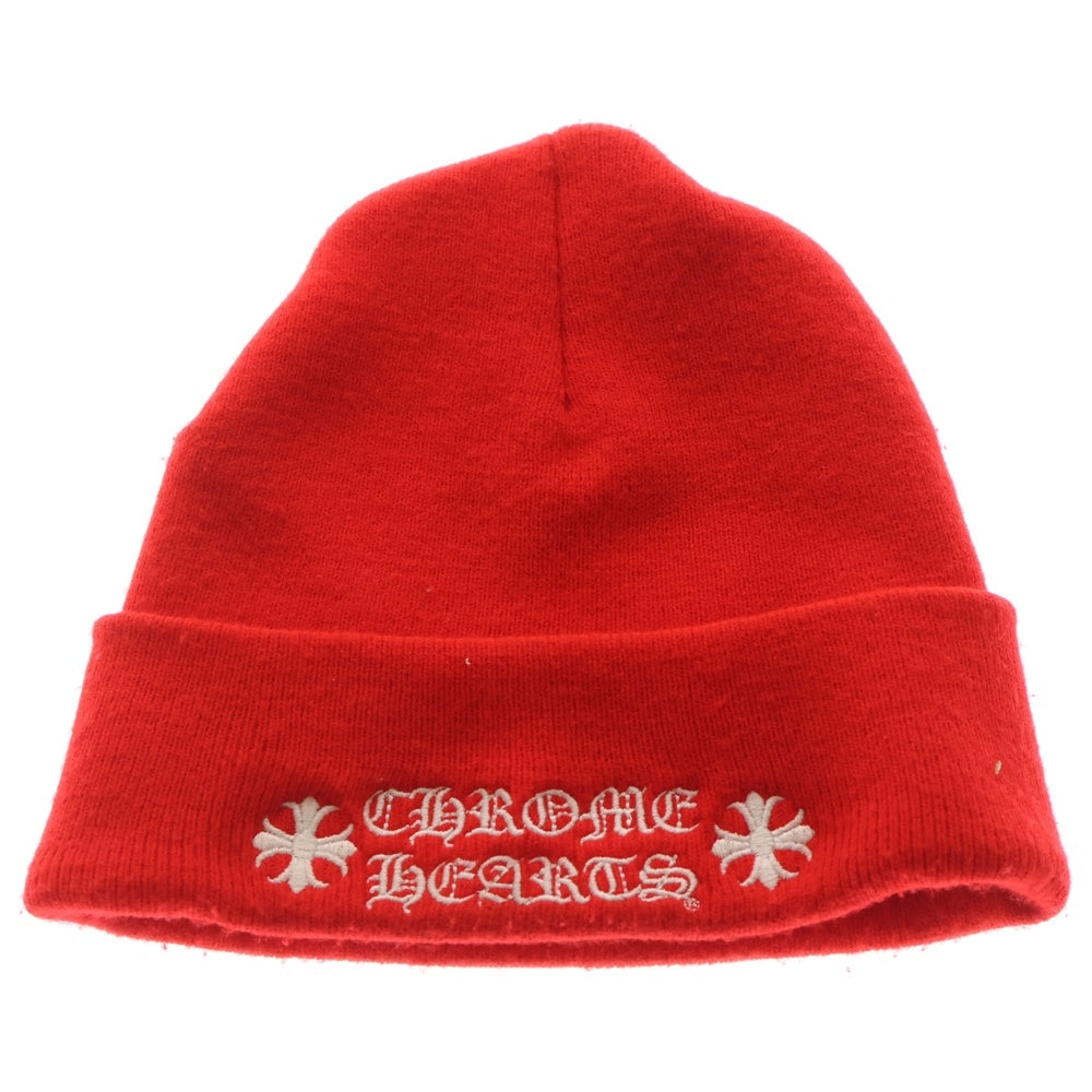 CHROME HEARTS(クロムハーツ) WATCH CAP ワッチキャップ ロゴ刺繍 ニットビーニー ニット帽 帽子 レッド