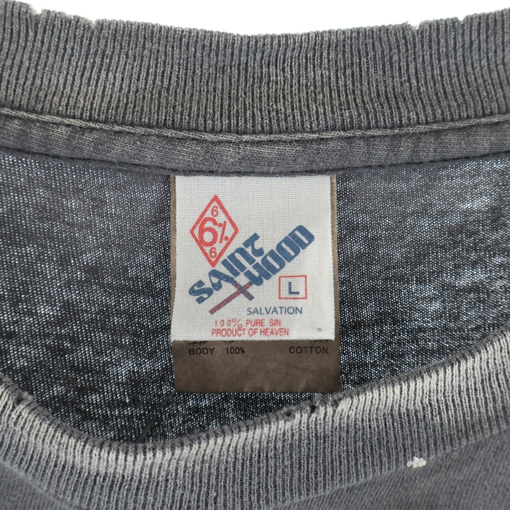 SAINT MICHAEL(セントマイケル) 25SS ×NEIGHBORHOOD STHD SS TEE HOOD ×ネイバーフッド フロントプリント半袖Tシャツ 半袖カットソー グレー SM-HR8-0000-C69