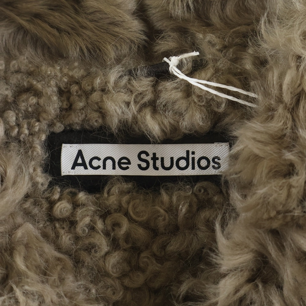 Acne Studios(アクネ ストゥディオズ) バックロゴプレート ダブルブレスト レザーシアリングジャケット ブラウン レディース FN-WN-LEAT000402