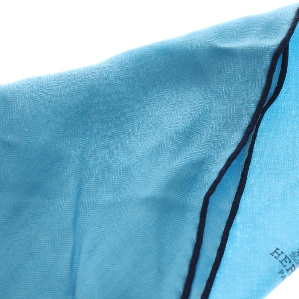 HERMES(エルメス) トライアングル カシミア混 シルクスカーフ ブルー レディース