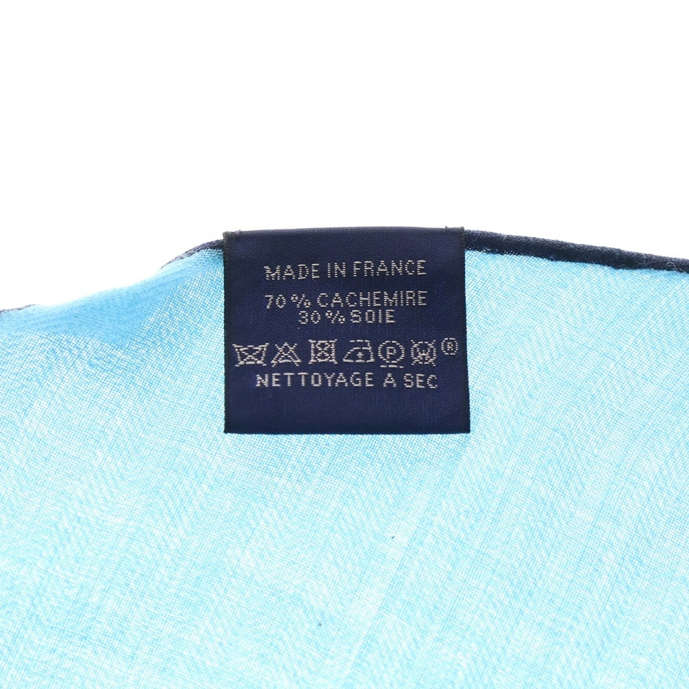 HERMES(エルメス) トライアングル カシミア混 シルクスカーフ ブルー レディース