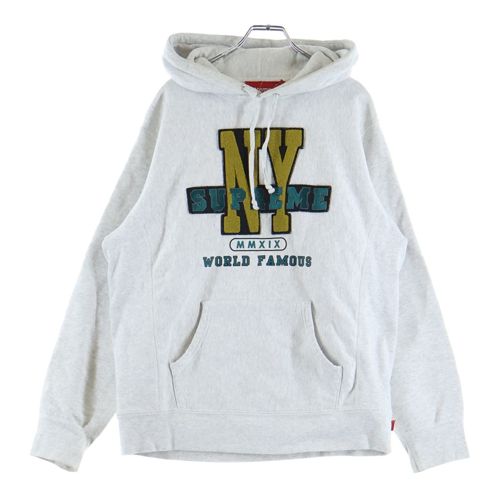 SUPREME(シュプリーム) 19AW NY Hooded Sweatshirt ニューヨーク プルオーバーパーカー グレー