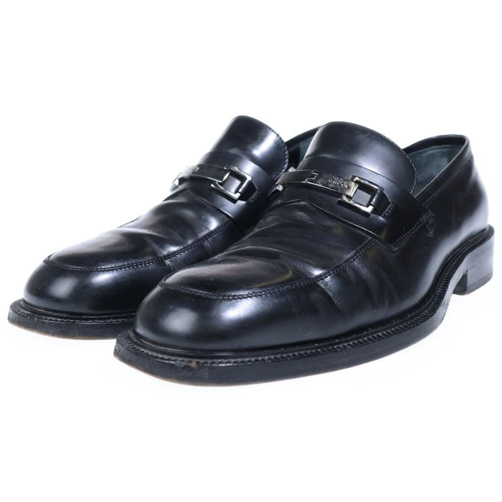 GUCCI(グッチ) スクエアトゥ ホースビット レザーローファー ローカットシューズ ブラック