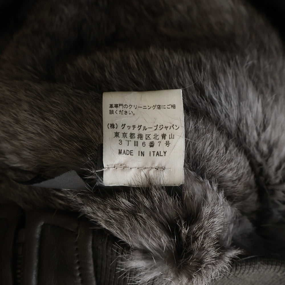 GUCCI(グッチ) TOM FORD期 Leather Jacket トムフォード期 裏地ラビット ラムレザージャケット ブラウン 116466 XM067