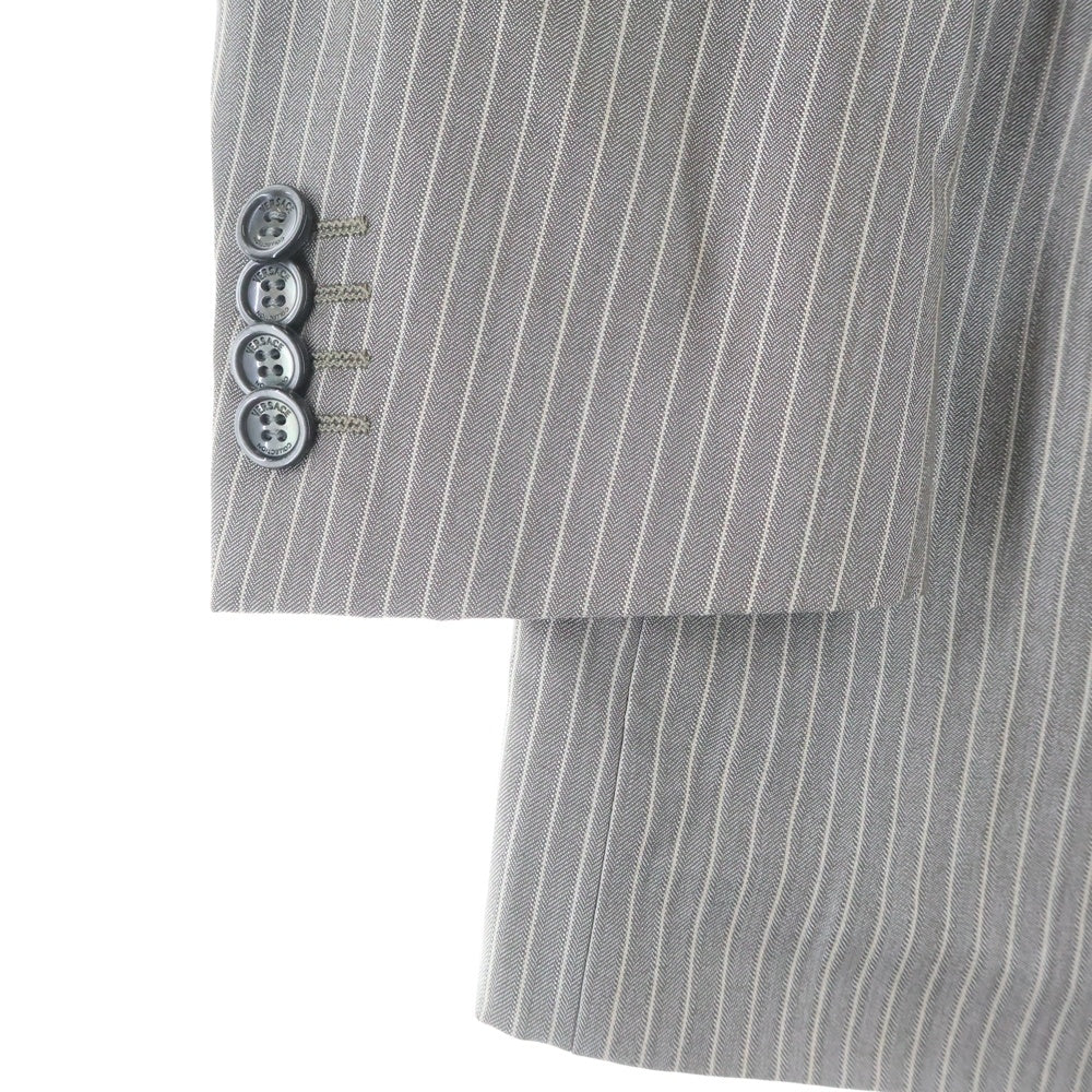 VERSACE(ヴェルサーチ) Set Up Suit ストライプ シルク混 ウールテーラードジャケット ストライプ パンツ グレー CTX546002