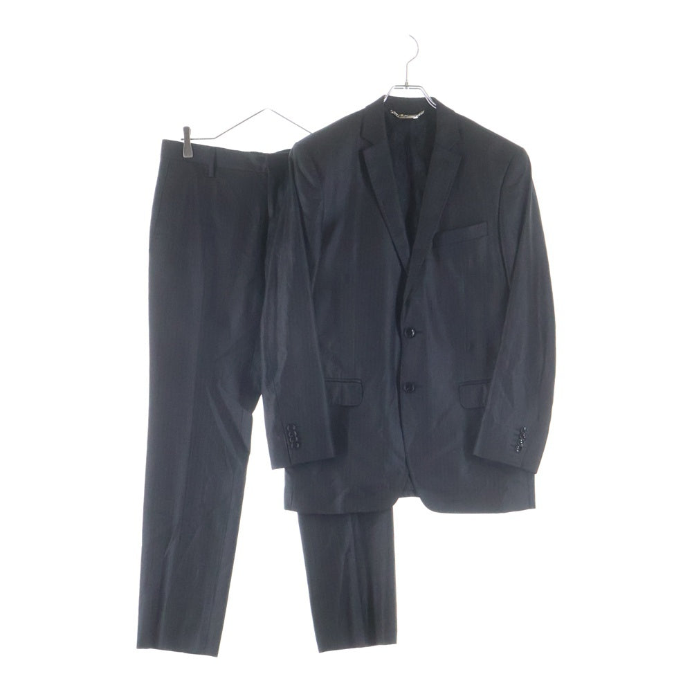 DOLCE & GABBANA(ドルチェアンドガッバーナ) Set Up Suit ストライプウール混 テーラードジャケット ストライプ ウール混パンツ ブラック RU0097 TNMI7