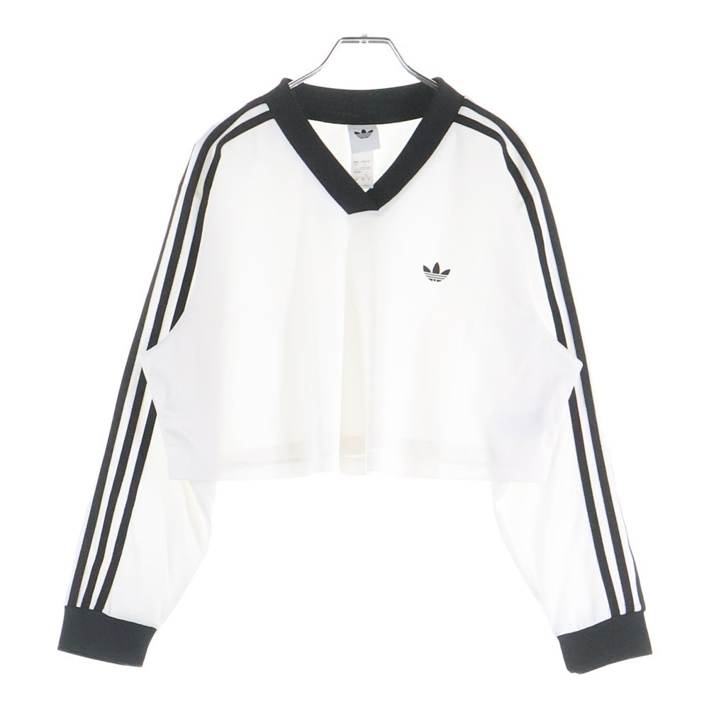 adidas(アディダス) FOOTBALL JACQUARD CROP LONG-SLEEVE フットボール ジャガード クロップ 長袖Tシャツ ホワイト/ブラック JV9740 レディース