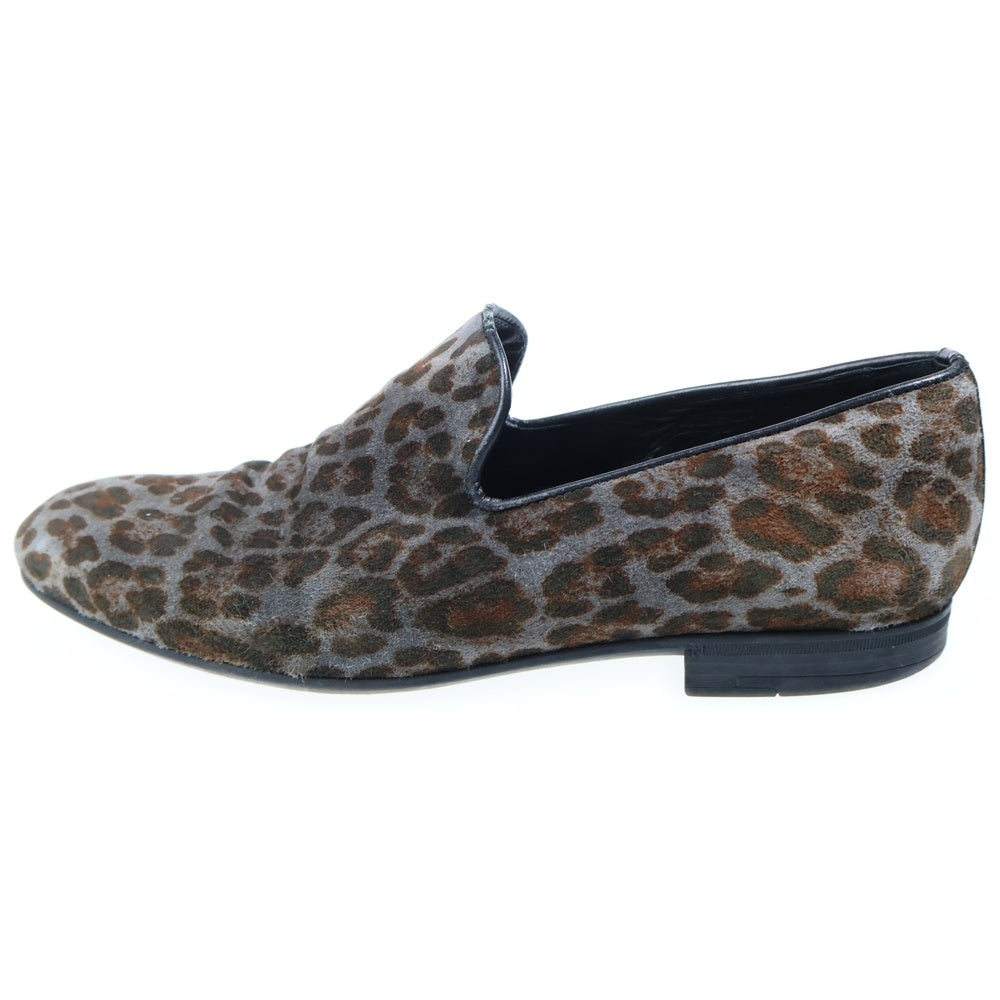 JIMMY CHOO(ジミーチュウ) レオパード スウェード ヴァンプローファー ローカットシューズ ブラック グレー