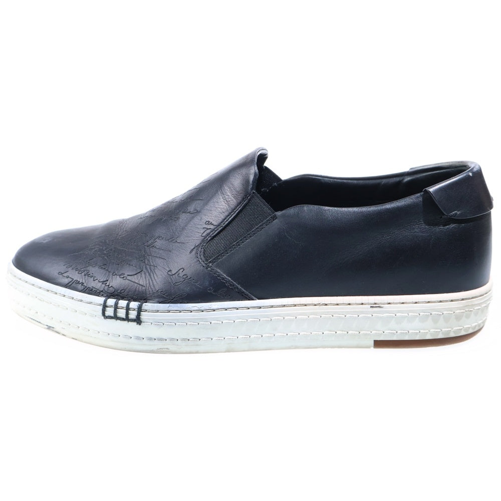 Berluti(ベルルッティ) プレイタイム スクリット カリグラフィ レザースリッポン ローカットスニーカー ブラック