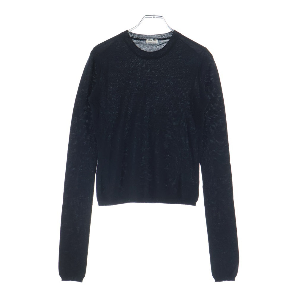 miumiu(ミュウミュウ) Silk Knit Sweater シルク混 クルーネックウールニットセーター ブラック ETC0273 レディース