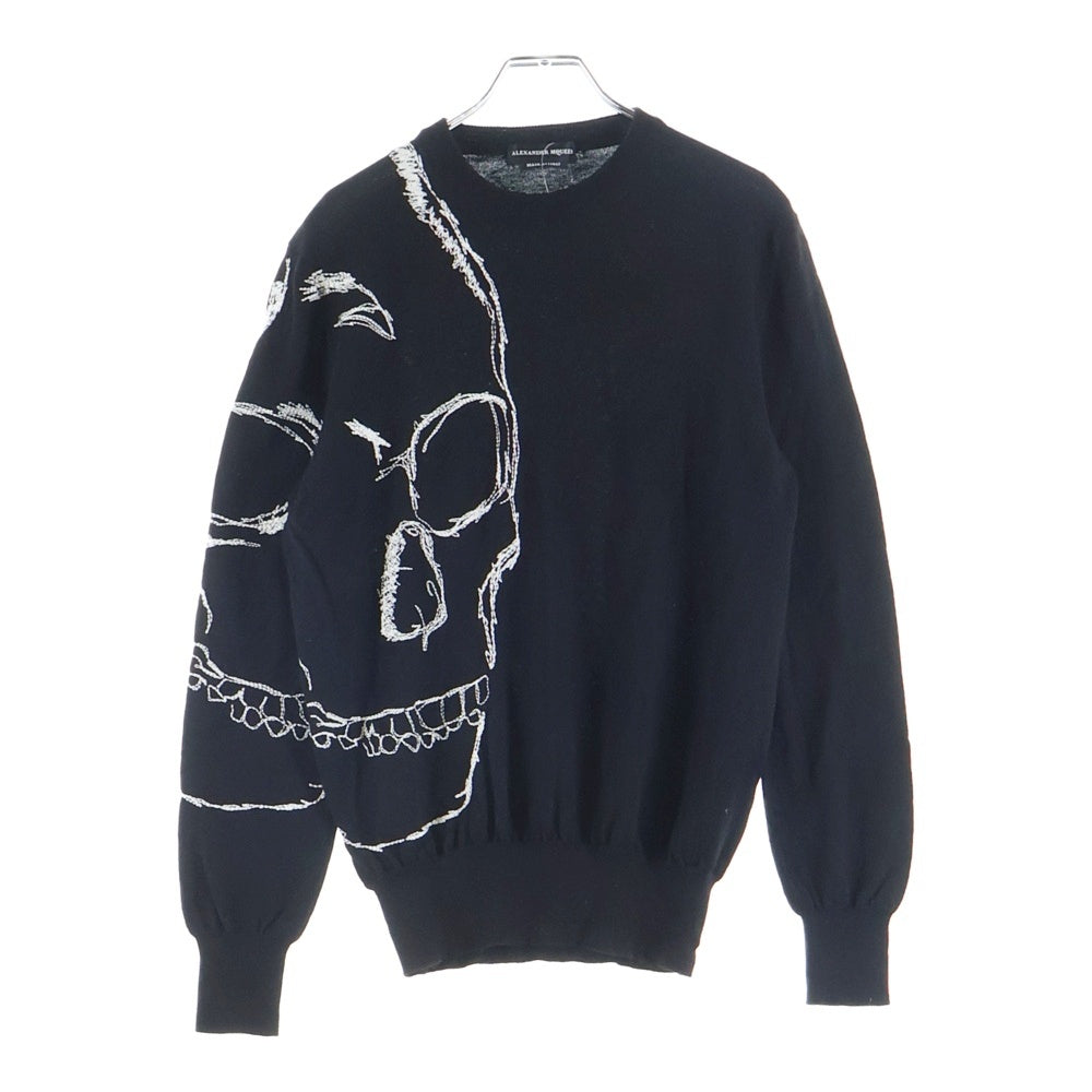 Alexander McQueen(アレキサンダーマックイーン) スカル刺繍 クルーネックニットセーター ブラック 551169 Q1WSO