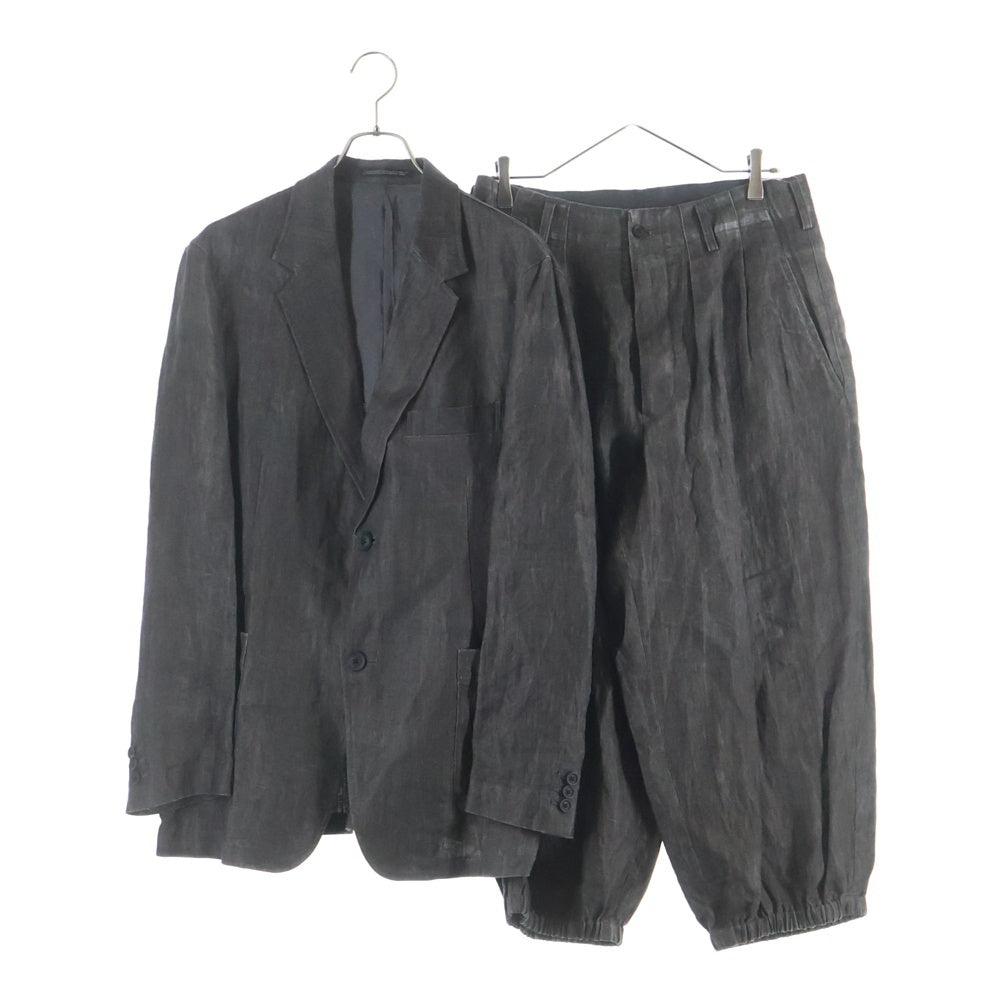 Yohji Yamamoto POUR HOMME(ヨウジヤマモト プールオム) INK DYED TWILL R-INK-DYED OUT POCKET JKT&PNT インク染め アウトポケット ジャケット パンツ セットアップ ブラック HS-J09-300