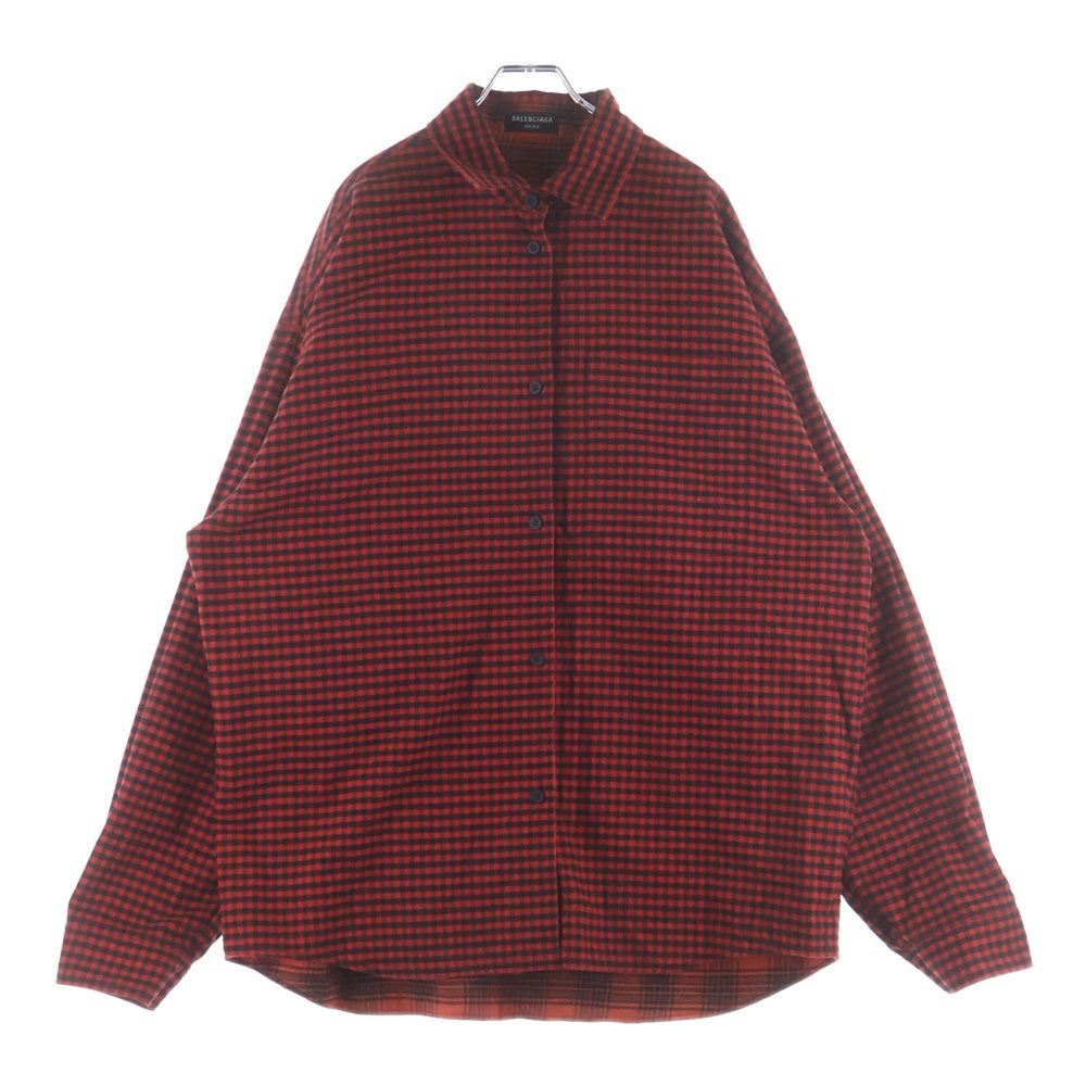 BALENCIAGA(バレンシアガ) 22AW Reversible Check Shirt リバーシブルチェック 長袖シャツ レッド 720105 TNM23