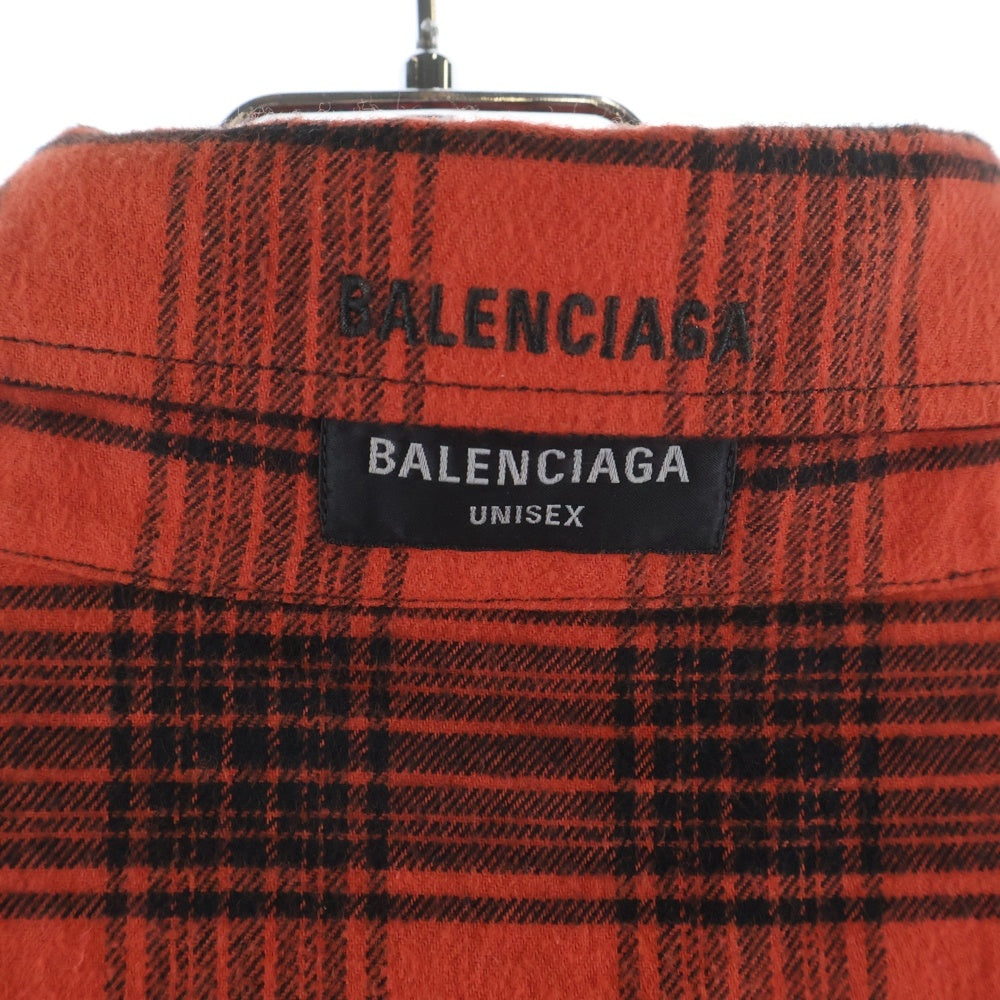 BALENCIAGA(バレンシアガ) 22AW Reversible Check Shirt リバーシブルチェック 長袖シャツ レッド 720105 TNM23
