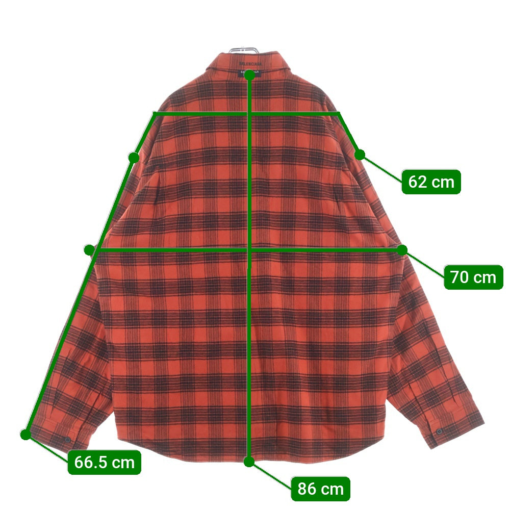 BALENCIAGA(バレンシアガ) 22AW Reversible Check Shirt リバーシブルチェック 長袖シャツ レッド 720105 TNM23