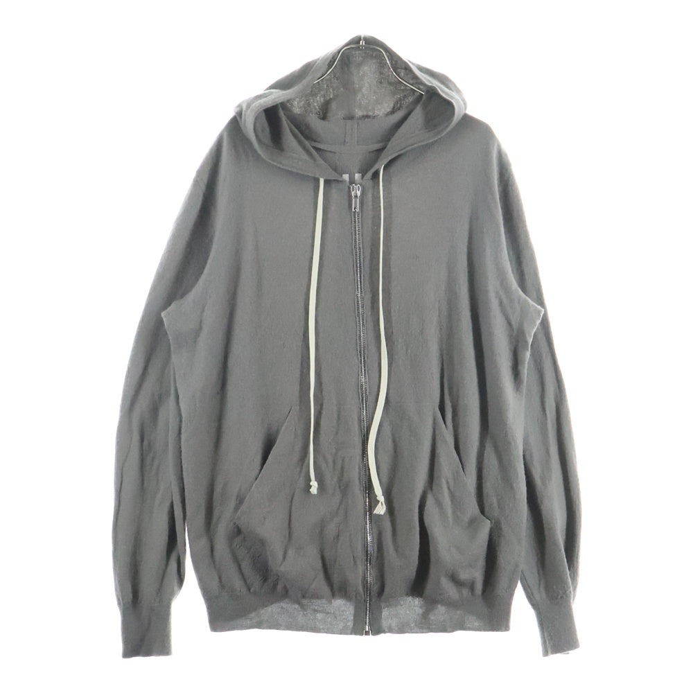 Rick Owens(リックオウエンス) 22SS Cashmere Knit Zipped Hoodieカシミヤ ジップアップニットパーカー グレー RU01B1614-WSB