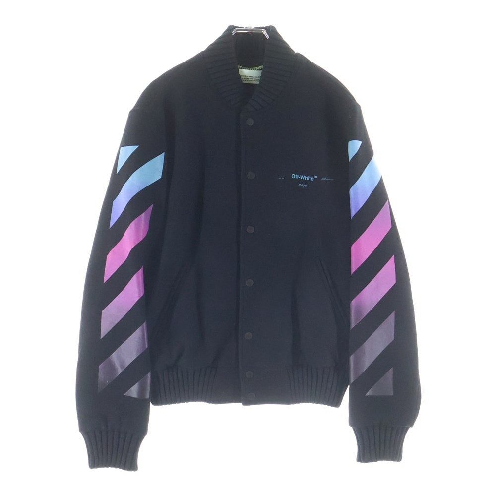 OFF-WHITE(オフホワイト) 18AW Diag Gradient Varsity Jacket グラデーションロゴ ウールヴァーシティジャケット ブラック