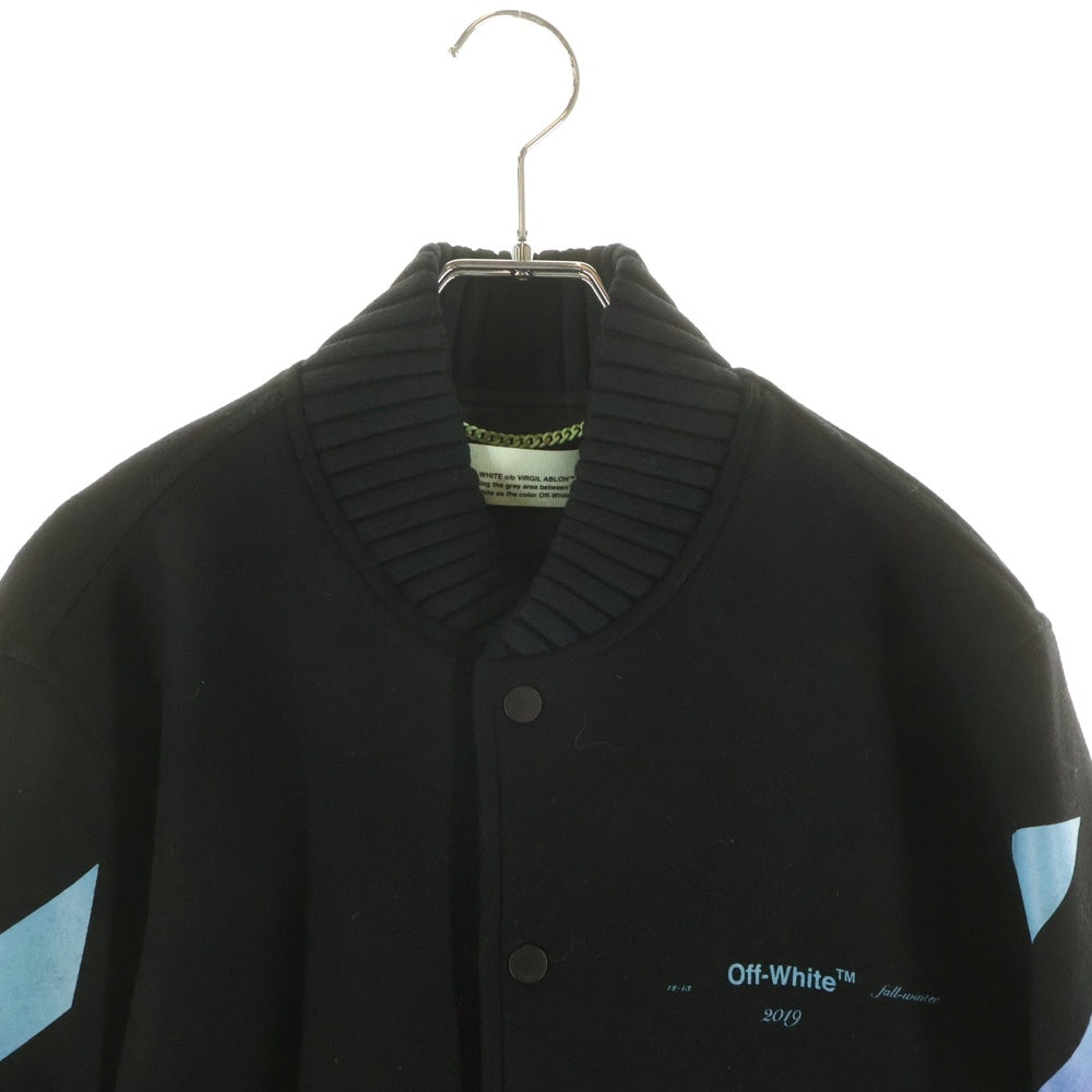 OFF-WHITE(オフホワイト) 18AW Diag Gradient Varsity Jacket グラデーションロゴ ウールヴァーシティジャケット ブラック