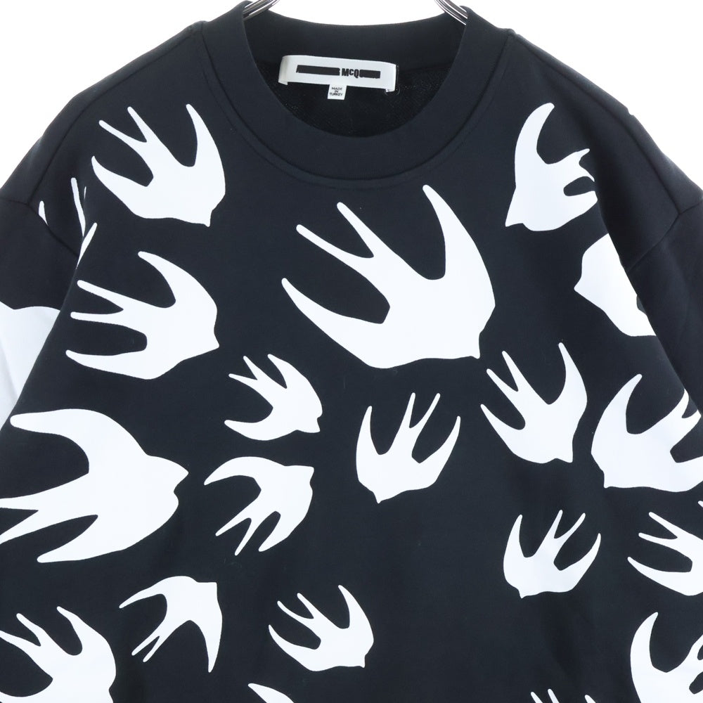 Alexander McQueen(アレキサンダーマックイーン) Swallow Print Long Sleeve Sweatshirt スワロープリント クルーネックスウェットトレーナー ブラック545415 RLT72