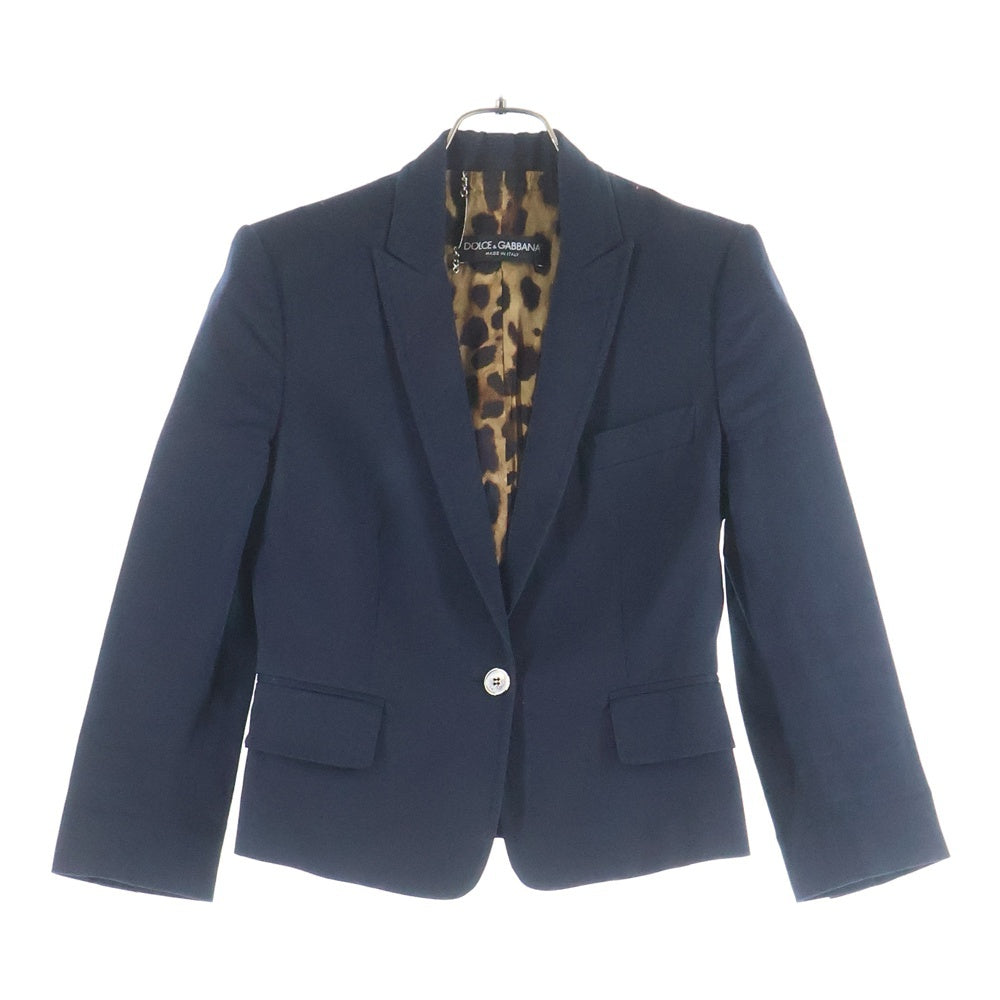 DOLCE & GABBANA(ドルチェアンドガッバーナ) Tailored Jacket 1B 裏地レオパード テーラードジャケット ネイビー レディース