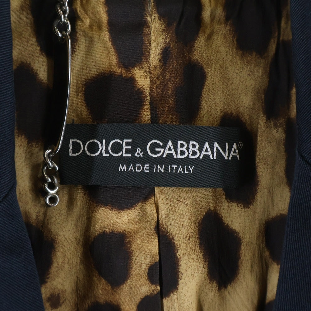 DOLCE & GABBANA(ドルチェアンドガッバーナ) Tailored Jacket 1B 裏地レオパード テーラードジャケット ネイビー レディース