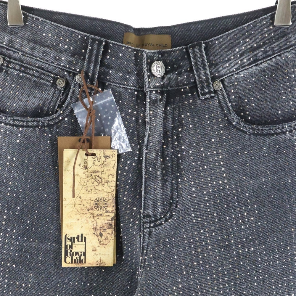 BIRTH OF ROYAL CHILD(バースオブロイヤルチャイルド) 20K Diamond Stellar Denim Pants スパンコール装飾 デニムパンツ グレー