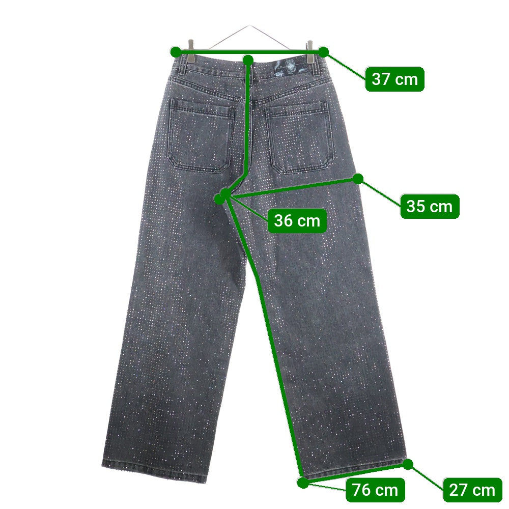 BIRTH OF ROYAL CHILD(バースオブロイヤルチャイルド) 20K Diamond Stellar Denim Pants スパンコール装飾 デニムパンツ グレー