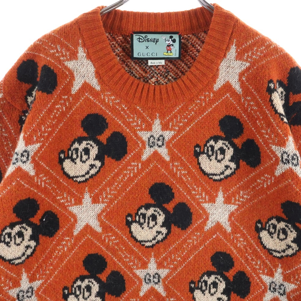 GUCCI(グッチ) ×Disney Mickey Mouse Pattern Crewneck Knitted Sweater ディズニー クルーネックウールニットセーター レッド 601563 XKA57
